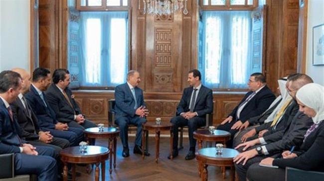El presidente Bashar al Assad recibe a una delegación jordana