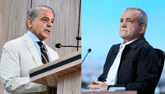 El primer ministro de Pakistán, Shehbaz Sharif y el presidente electo de Irán, Masud Pezeshkian
