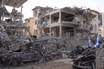 Edificios destruidos en Ramat Gan, una zona cercana a Tel Aviv